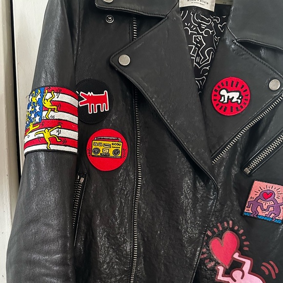 Alice + Olivia x Keith Haring Black Leather Jacket - Picture 5 of 8